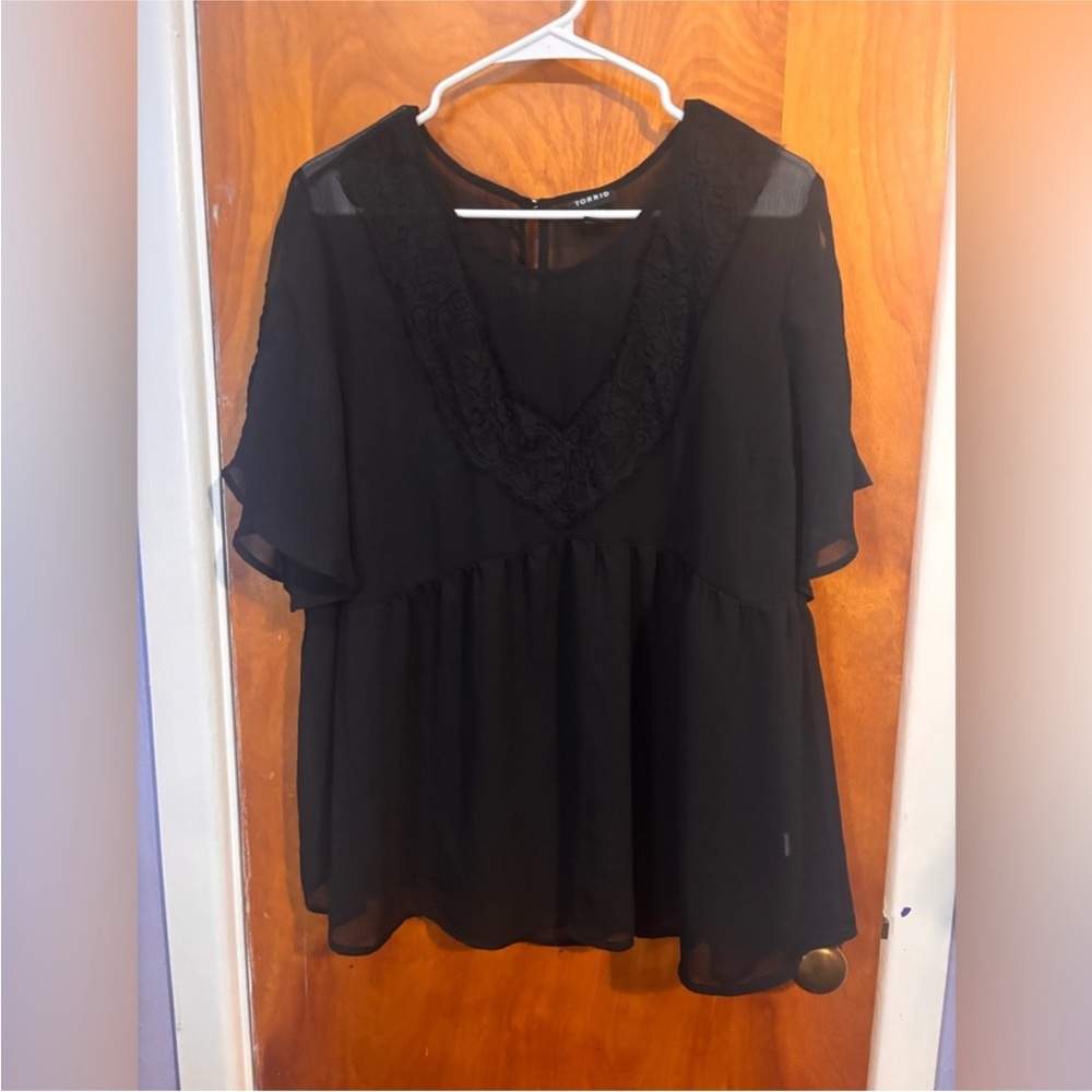 Torrid Black Women’s Babydoll V-Neck Top